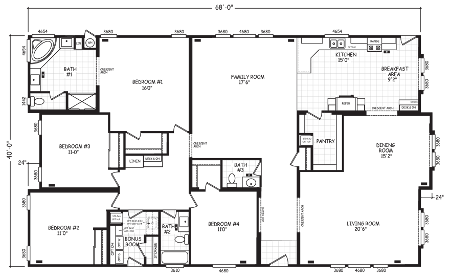 Mobile Home Floor Plans 4 Bedroom 3 Bath Double Wide