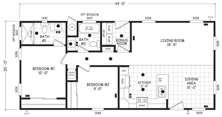 Presidio 24.0 X 44.0 1026 sqft Mobile Home