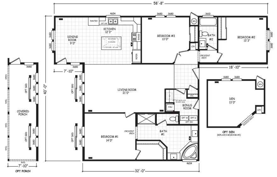 Triple Wide Floor Plans Mobile Homes